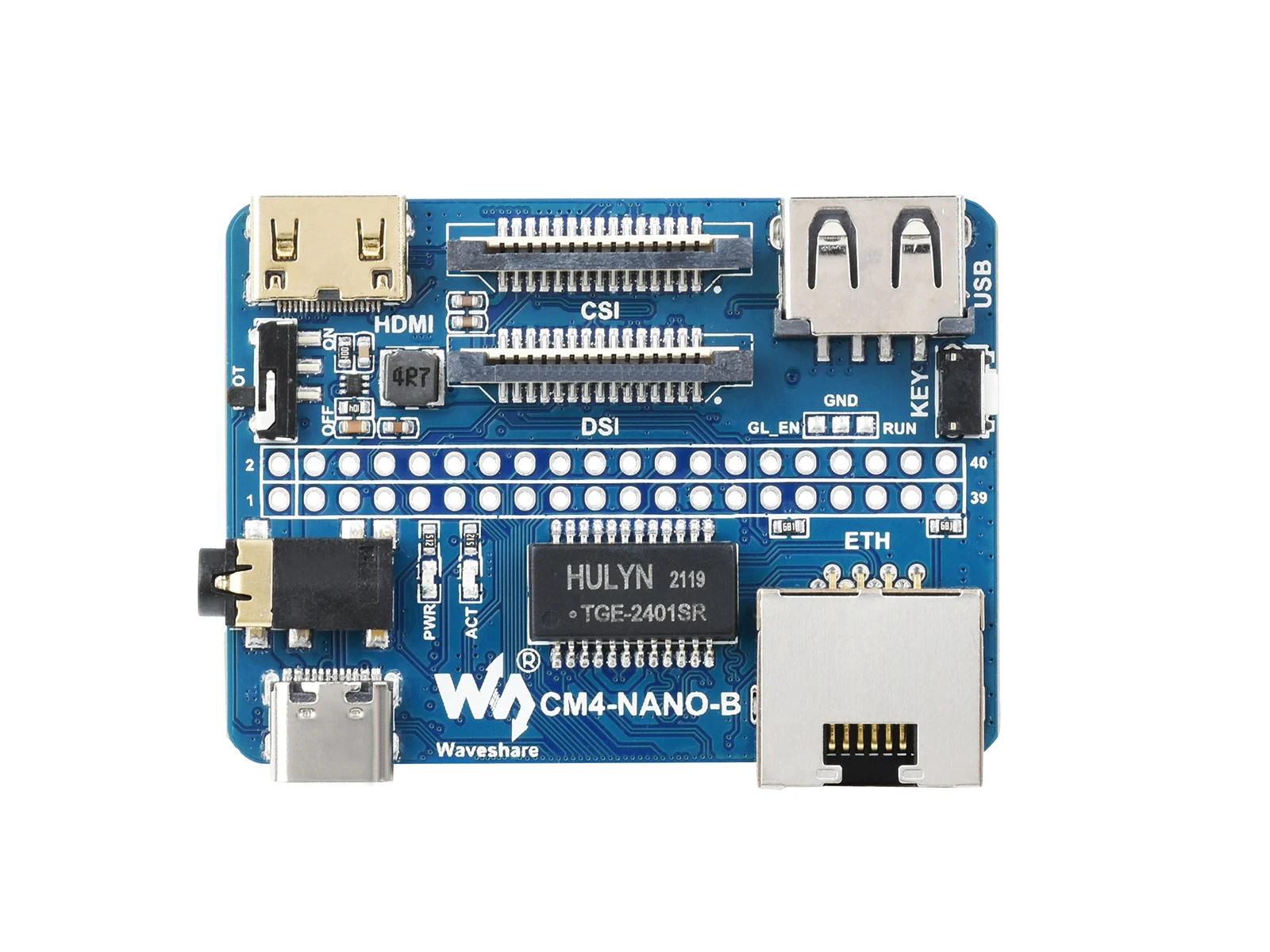 Waveshare Nano Base Board (B) for Raspberry Pi Compute Module 4, Same Size as the CM4. 