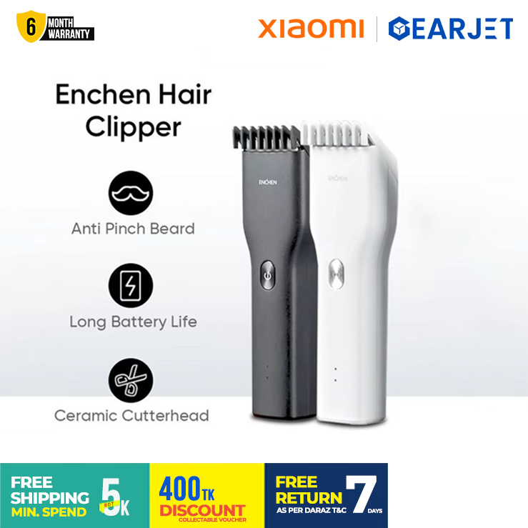 Xiaomi Enchen Boost Trimmer Washable Long Battery Backup 1 Hour Charge Up to 3 Months Use One Button Lock 07-21mm length Adjustment Two Speed Control Low Noise Hair Trimmer With Type-C Charger. 