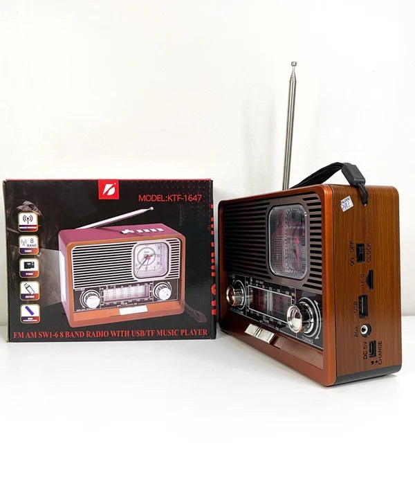 Ktf-1647 Portable Wireless AM FM SW 8 Band Bt Outdoor Home Radio Speaker with Flashlight Multi-function Mp3 TF USB Music Player. 