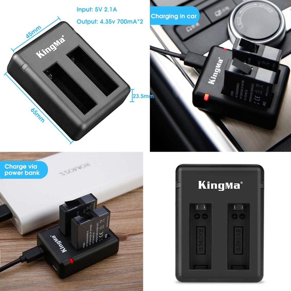 1150 mAh Original Kingma lithium Battery For Insta 360 X Camera +2 Slots usb Cable Fast Charger For Insta360 One X Accessores. 