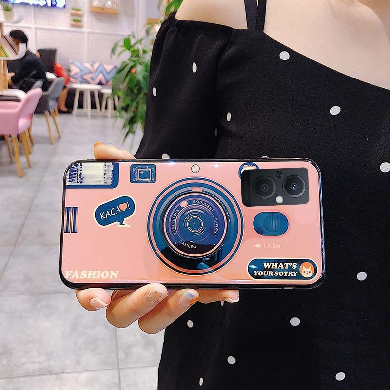 Phone Case OPPO F21 Pro 5G Back Cover Camera Cute Cartoon Silicone Couple Holder Soft for OPPO F21 Pro 5G Back Cover Casing