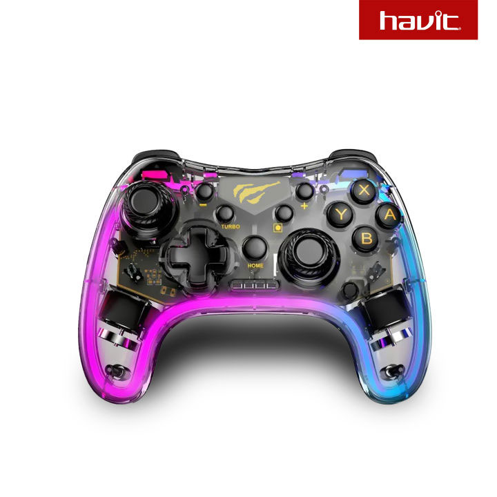 Havit G180BT Transparent RGB Bluetooth Vibration Gamepad. 