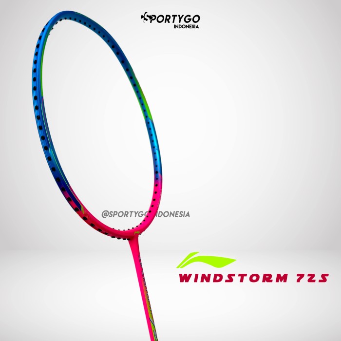 Li-Ning Windstorm Badminton Racket Strung light weight of 74g and high tension of 30LBS, fast speed of racket swinging. COLOURFUL AND FLEXIBLE With String And Grip Free -with Cover. 