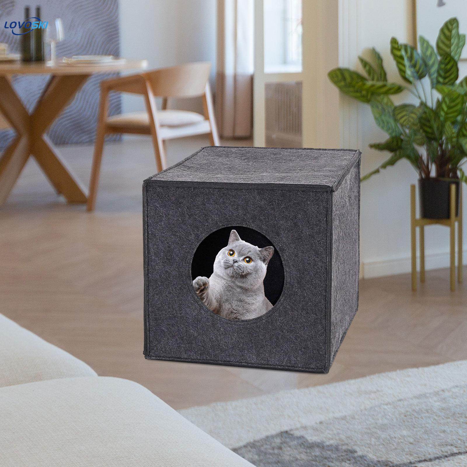 Cave Autumn Winter Soft Kennel Sleeping Cat Hideout for Puppy Cats Dog black. 
