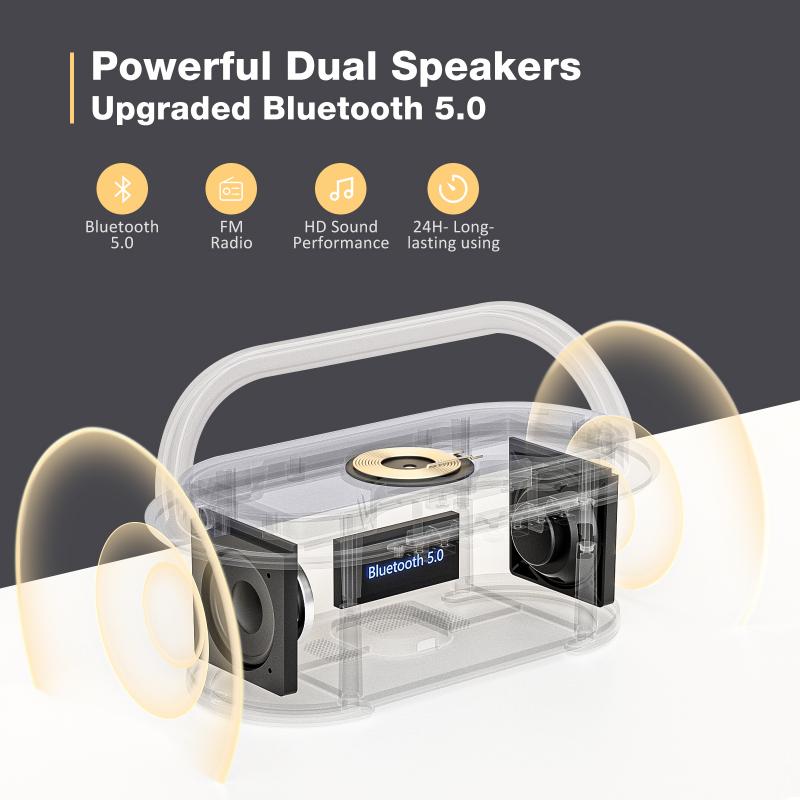 Digital Alarm Clock Radio Bluetooth Speaker Wireless Charger Snooze LED Display for Samsung Xiaomi Huawei 30W Fast Charge New. 