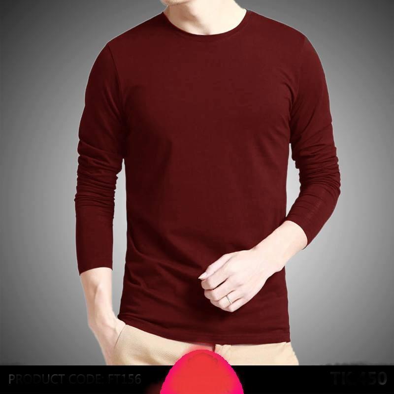 Maroon Color Cotton Full Sleeve T-Shirt 