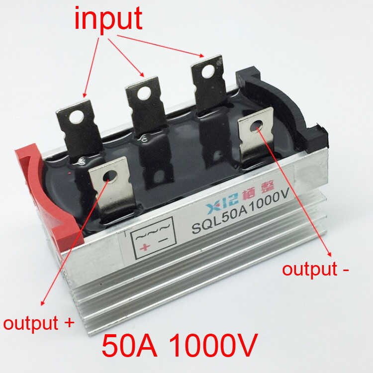 5Pin BRIDGE Rectifier SQL 50A 1200V Three Phase Diode DC To AC Power Rectifier Silicon Full Wave Diode 5 Terminal Bridge Rectifier Module With Heatsink Electrical Circuitry & Parts. 