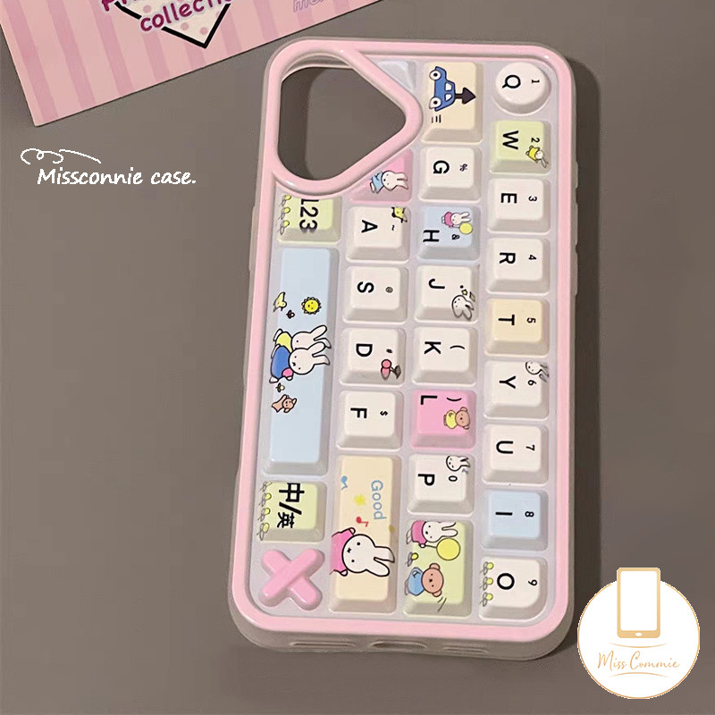 Fashion Lovely Color Bear Bunny Hello Kitty Keyboard Case Compatible for IPhone 16 13 11 15 14 12 Pro Max 13 15 16 12 14 Pro Luxury Stress Relief Entertainment 3D Keyboard Case. 