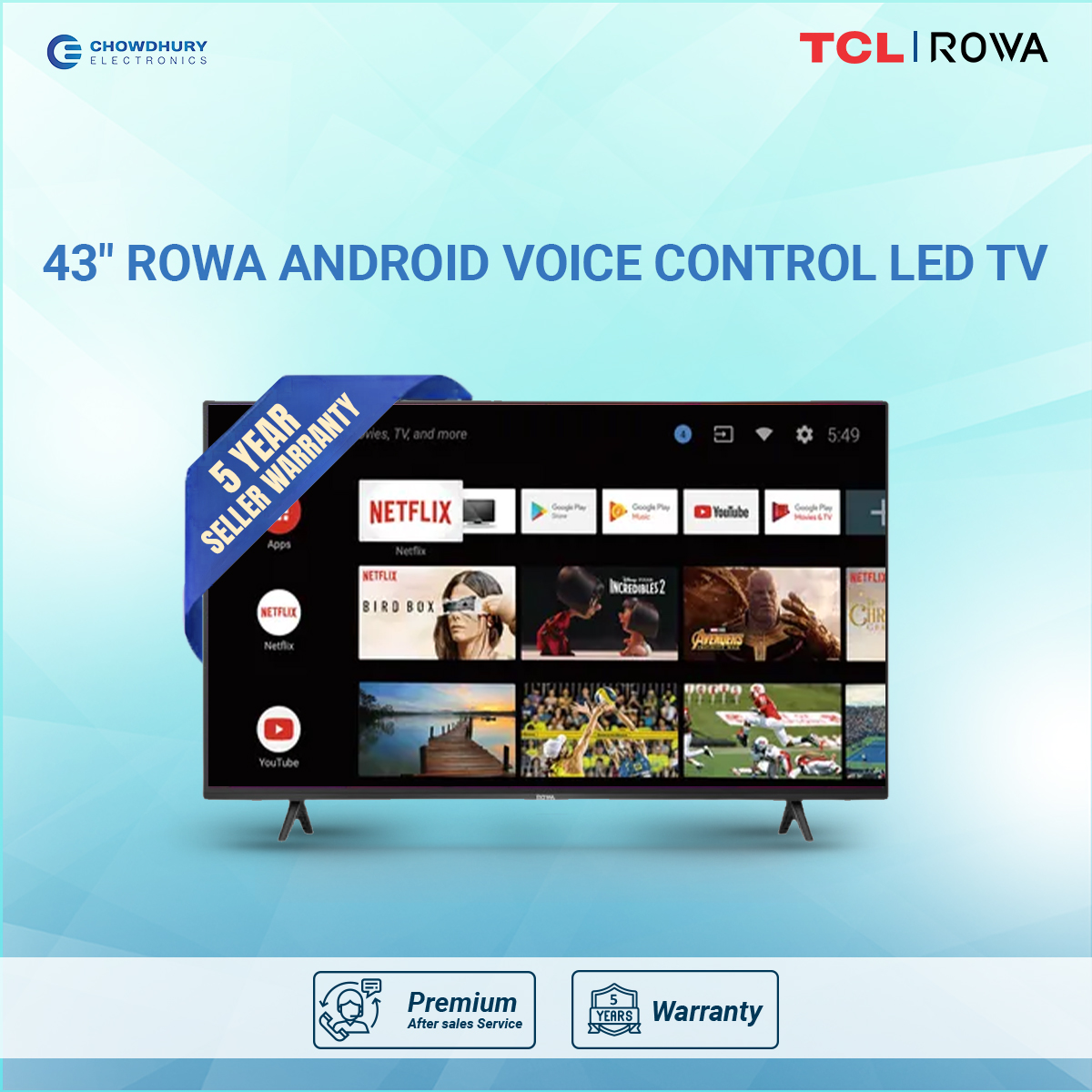 43" ROWA Android Voice Control LED TV | 43S52