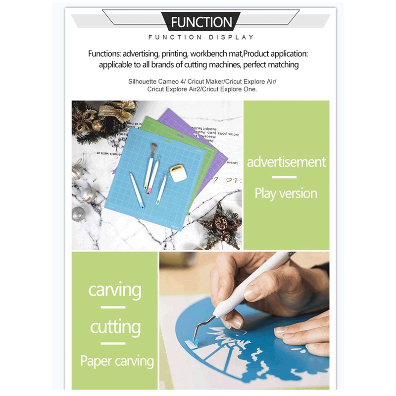 4 Pcs Mixed Color PVC Cutting Mat Grid Cutting Pads Cutting Plotter Pad Replacement Accessories for Cricut Maker/Cameo 4. 
