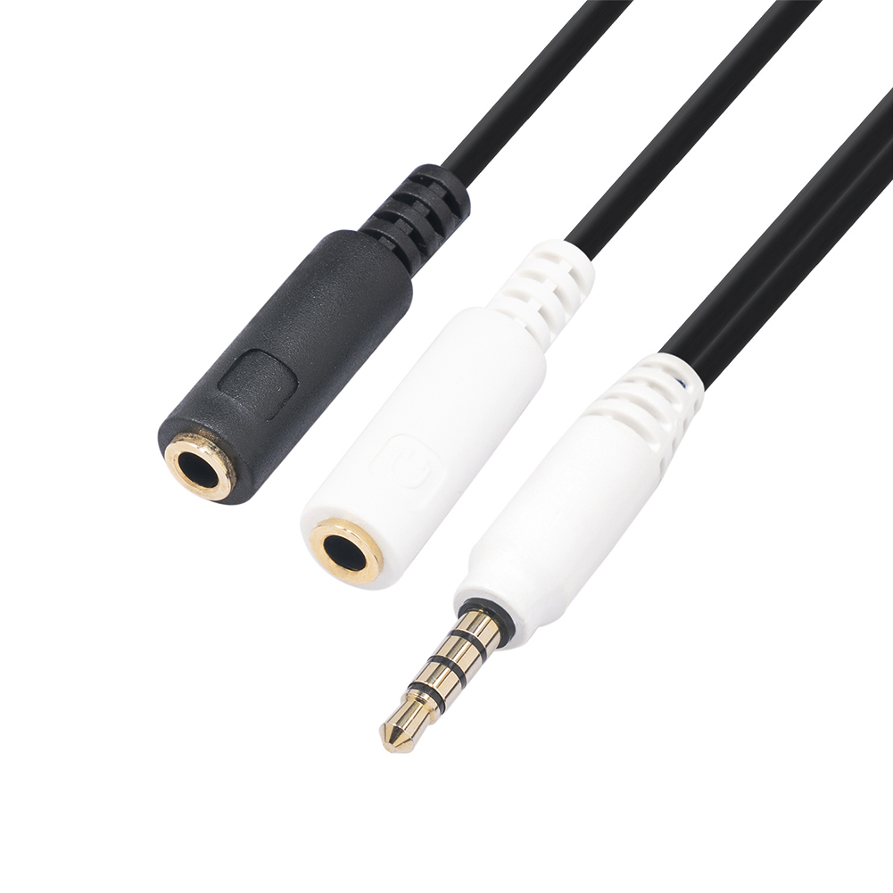 3.5mm One Point Two Headphone Microphone Splitter Ctia Standard Connection Audio Cable 20cm. 