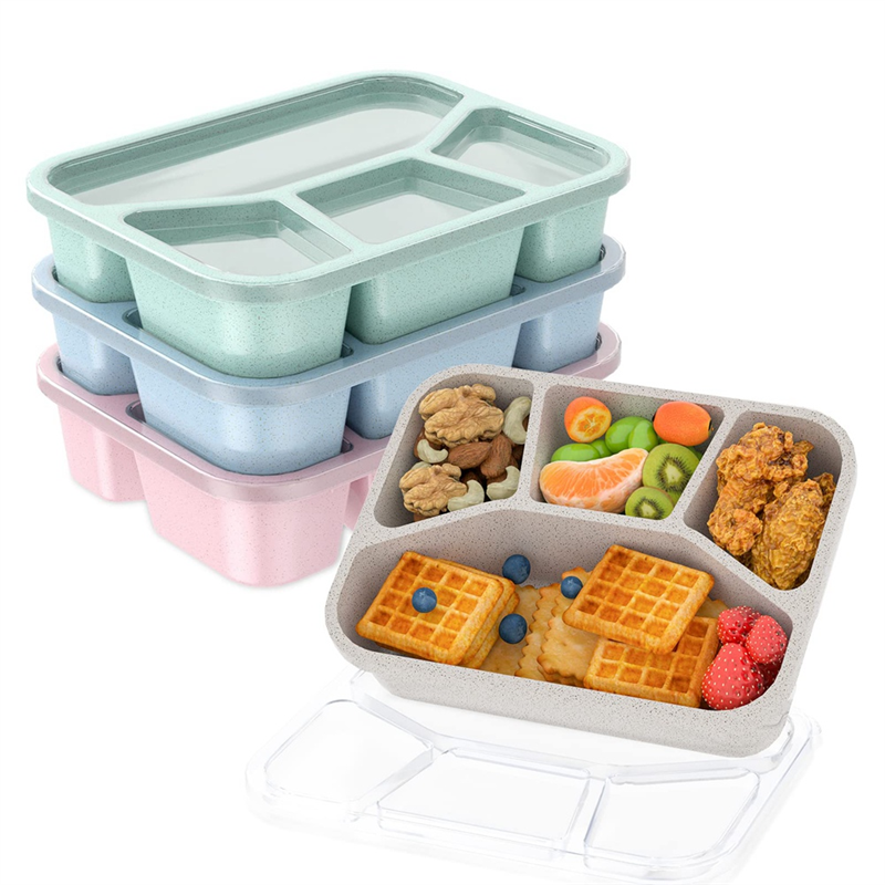 Lunch Box Bento Lunch Box for Kids Food Storage Containers 4-Compartment Meal Prep Container with Transparent Cover. 