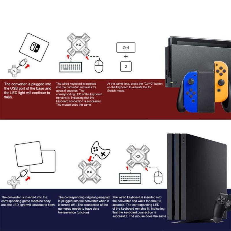 KX USB Game Controller Converter Keyboard Mouse Adapter for Switch/Xbox/PS4/PS3. 
