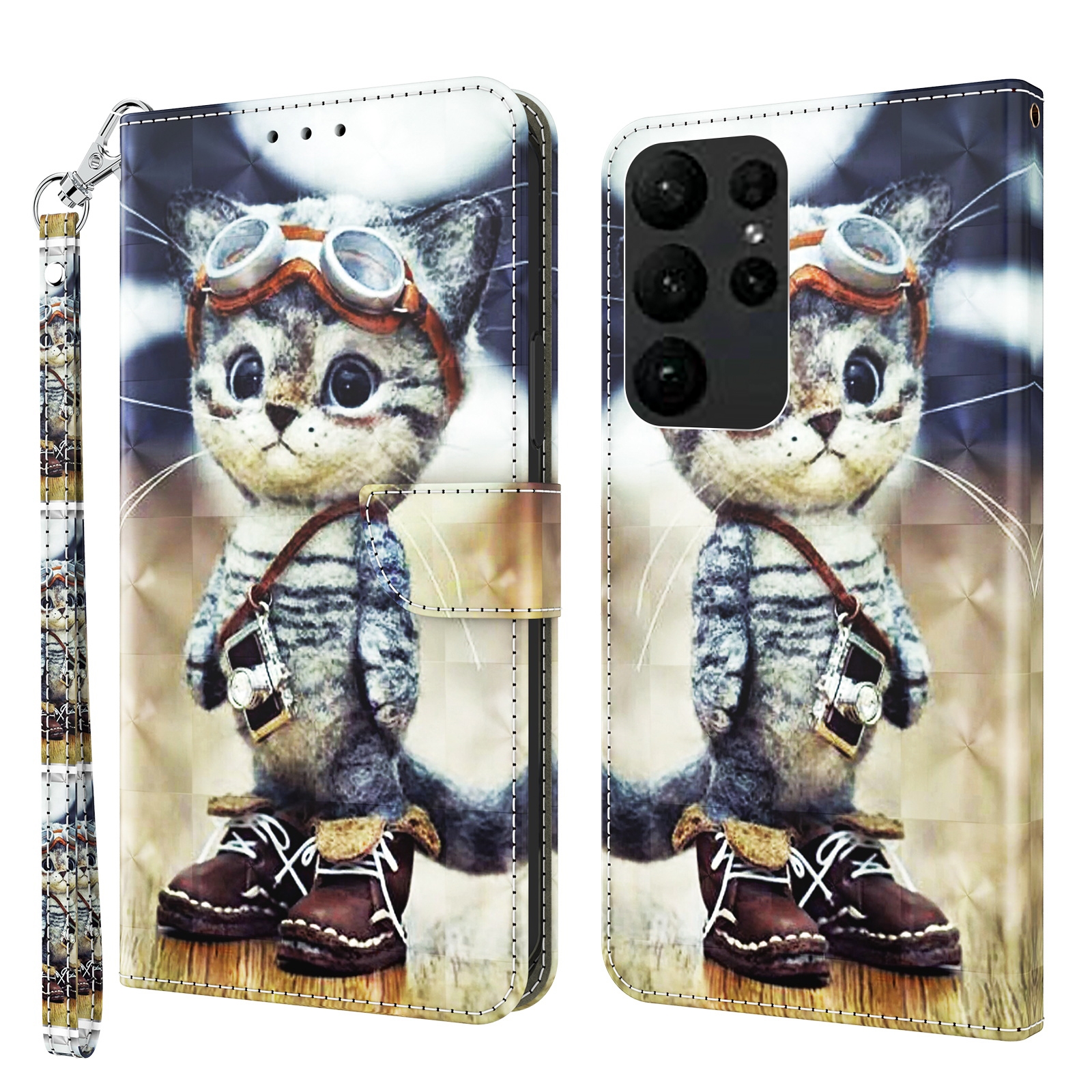For Samsung Galaxy S23 Ultra 3D Painted Leather Phone Case