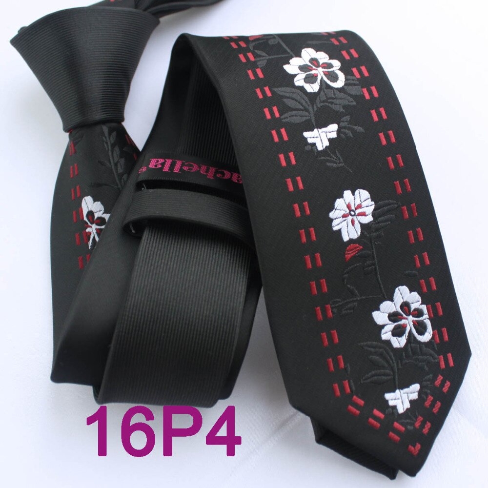 YIBEI Coachella ties Mens SKINNY Tie New Design Black Knot Contrast Black With White Floral Red Line Microfiber Necktie SLIM Tie. 
