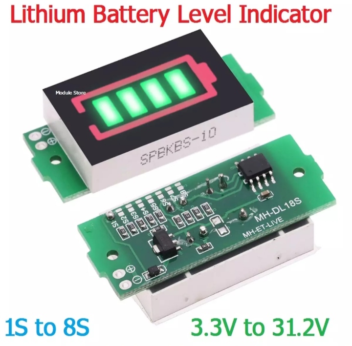 1S- 4S-8S Single 3.7V Lithium Battery Capacity Indicator Module 4.2V Blue Display Electric Vehicle Battery Power Tester Li-ion. 