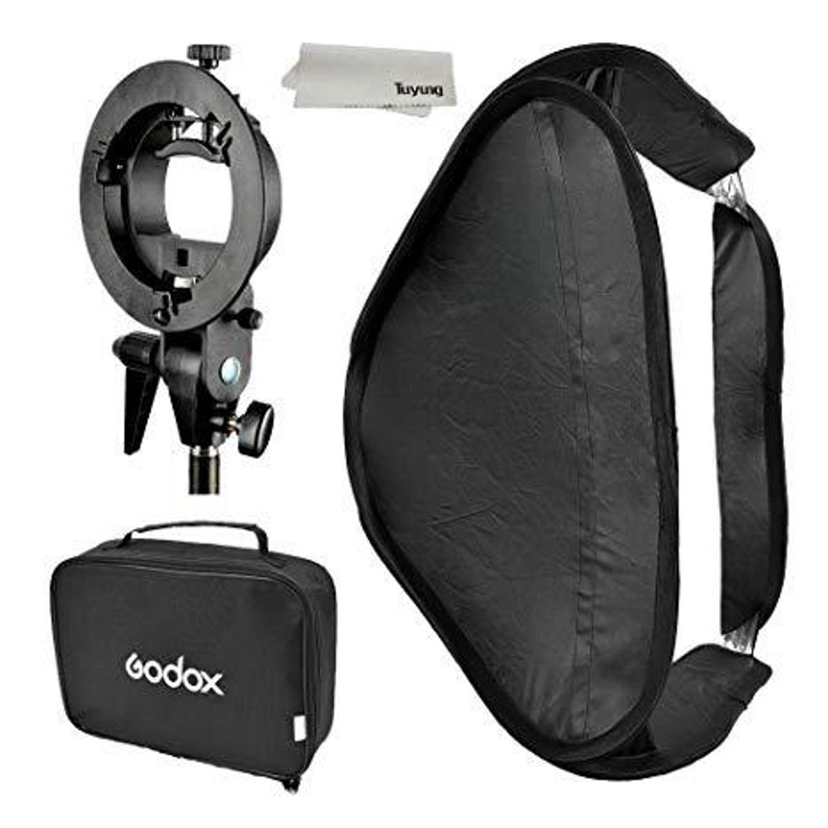 Godox Portable Softbox 60x60 cm Kit + S-type Bracket Bowens Mount Holder for DSLR Camera Photography Studio Flash soft box