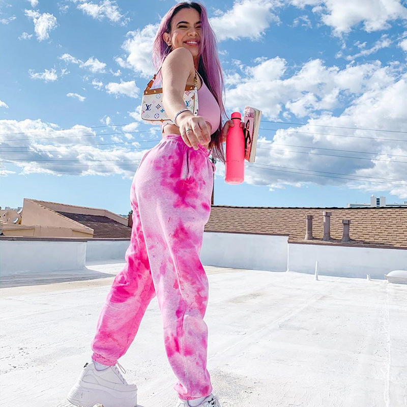Women High Waist Casual Trousers Tie 