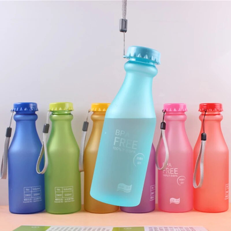 550ML BAP FREE Water Bottle Unbreakable Frosted Sport Kettle Drinking Bottle Outdoor Portable Leak-proof Water Bottle with Rope. 