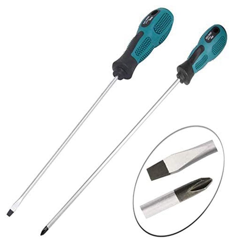 PENGGONG 2Pcs 12 Inch Long Slotted and Phillips Screwdriver Set Magnetic Screwdriver with Rubber Handle. 