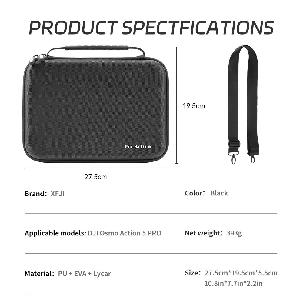 For DJI OSMO Action 5 PRO Portable Case Waterproof Bag Charger Battery Base Selfie Stick Storage Box Handbag Camera Accessories. 
