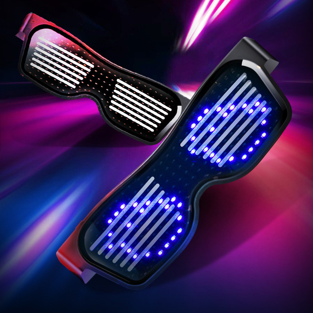 Magic Flash Led Halloween Party Bluetooth Control Application Editable Text DIY USB LED Glasses DJ Sun Glasses Concert Light Toy. 