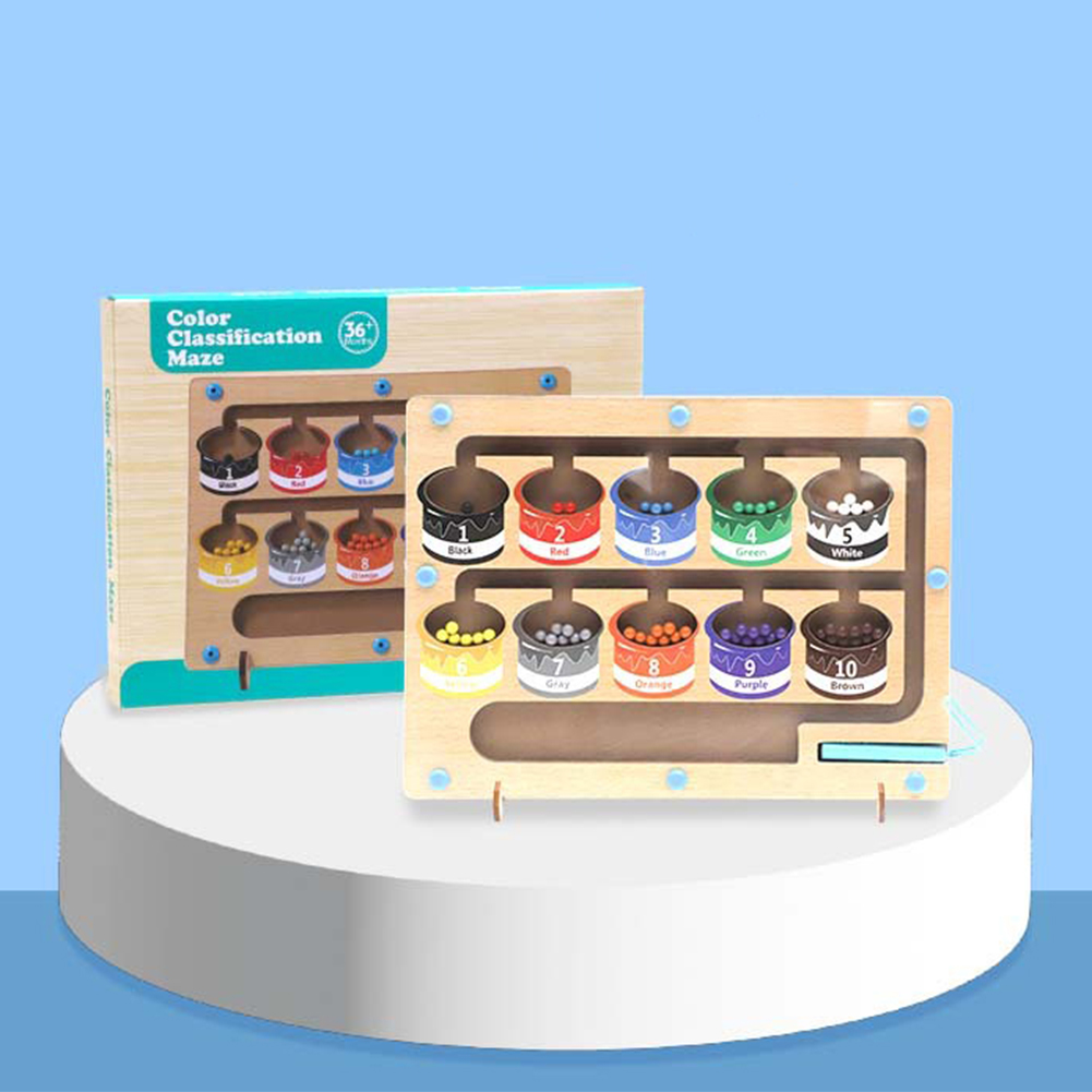 Magnetic Color Number Maze Wooden Color Matching Counting Puzzle Board Concentration Training Educational Toys. 