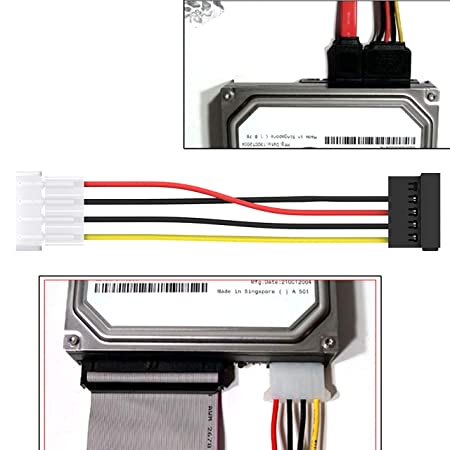 Projector Molex to SATA Cable, 15 Pin SATA to 4 Pin Molex Power Adapter Cable Cord for SATA Hard Drives and CD ROM Drives Multicolor. 