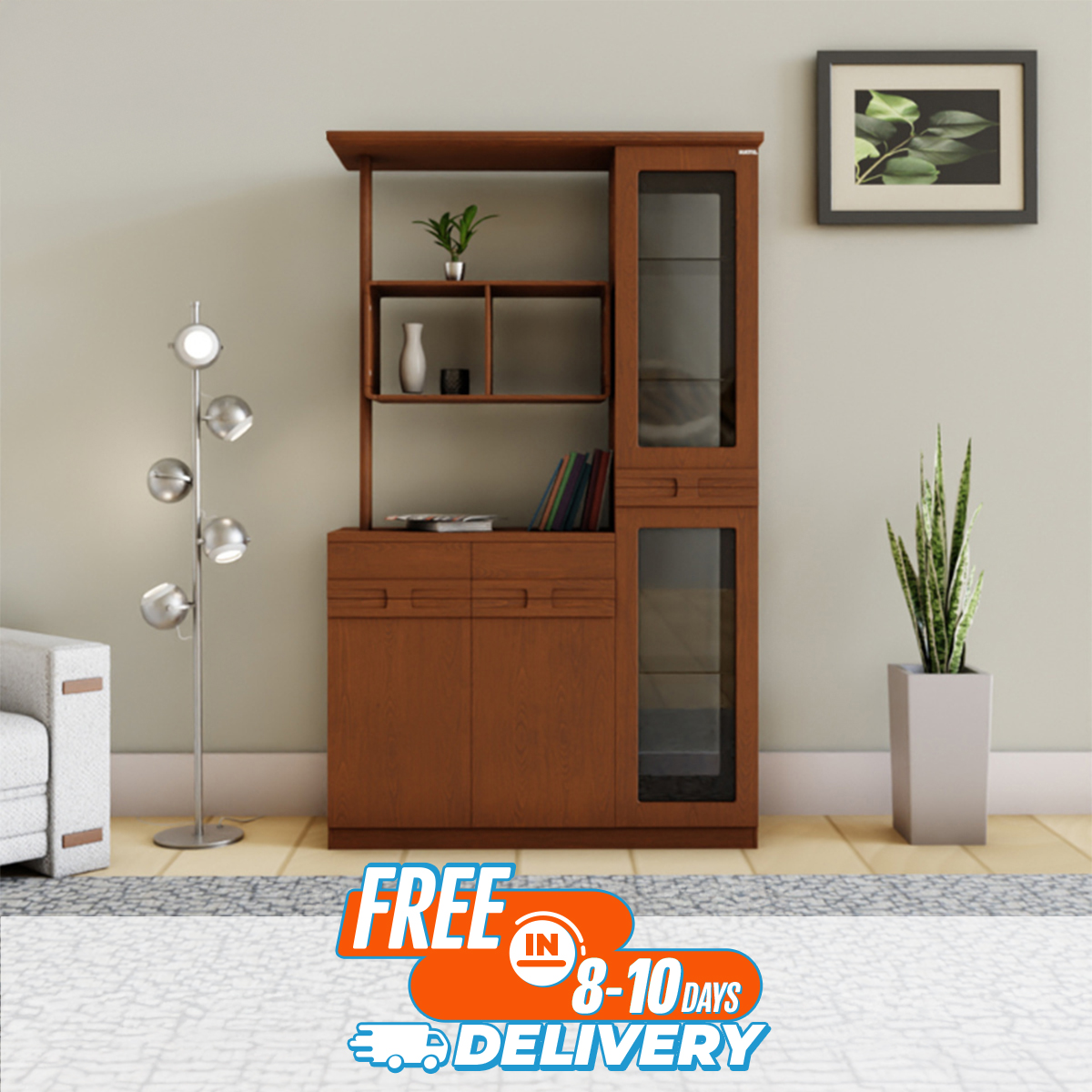 Modern Open Shelves Storage with Double Cabinet Drawers | Premium Design & Quality by Modern Home Furniture - Minimalistic Sophistication