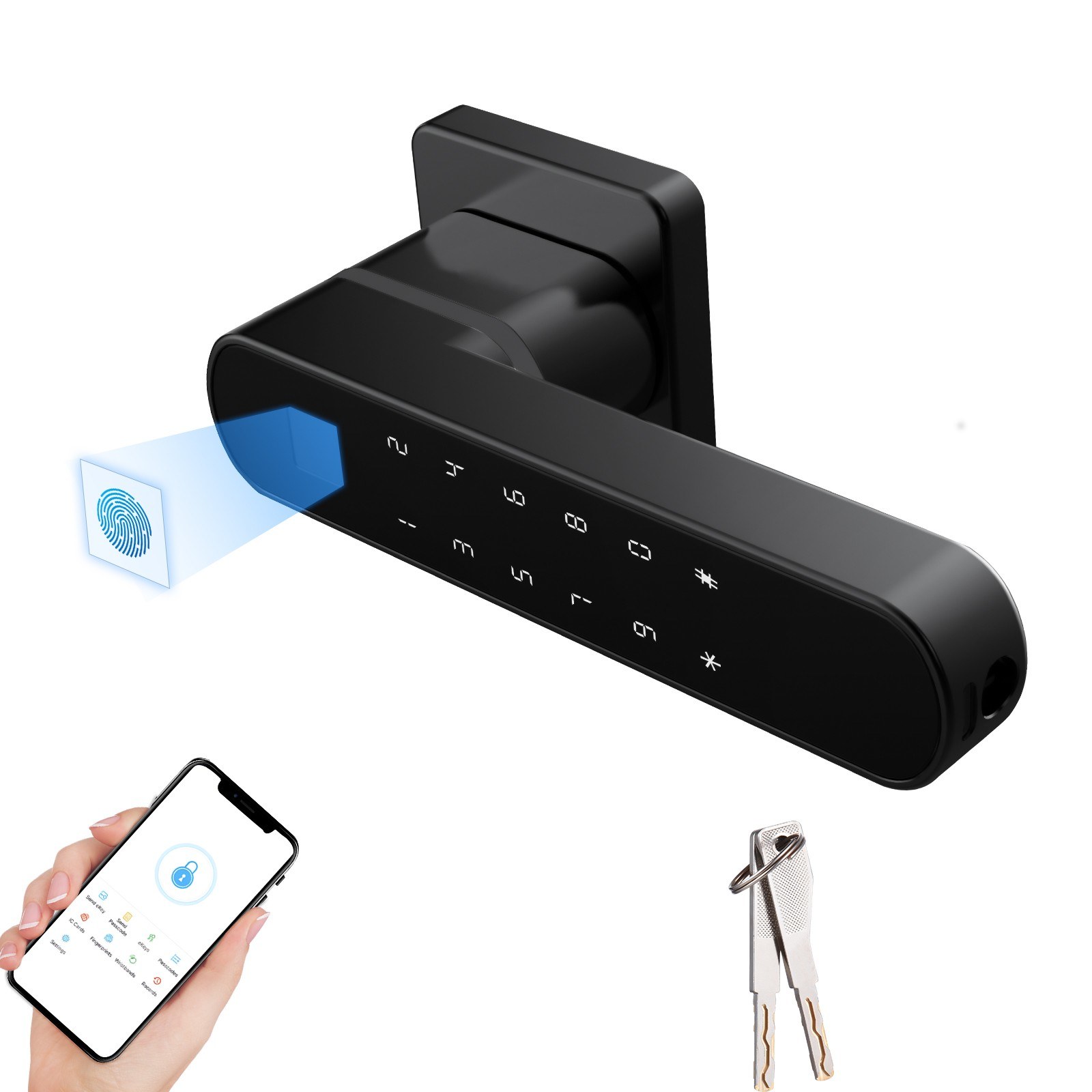 Smart door lock four in one keyless access to Tuya APP control - silver. 