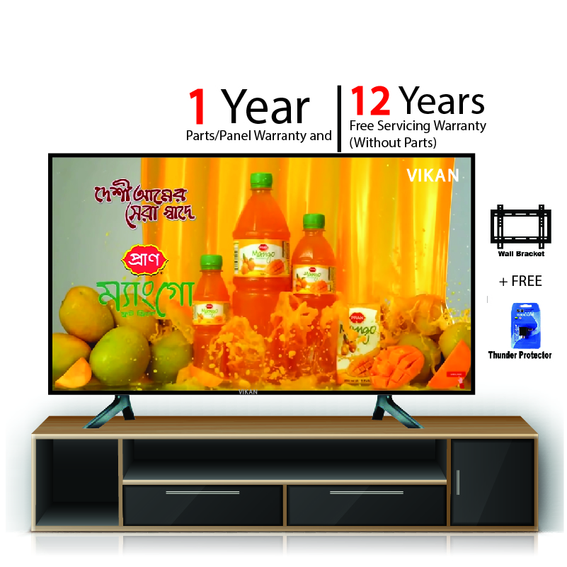 Vikan 24'' Double Glass Hd Led Tv Basic 4k Supported. 