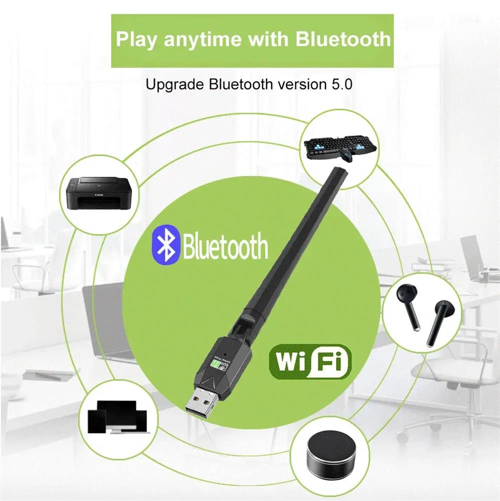 600Mbps USB WiFi Bluetooth 5.0 Adapter 2.4G 5GHz Wi-Fi Antenna Dual Band 802.11ac Mini Wireless Computer Network Card Receiver. 