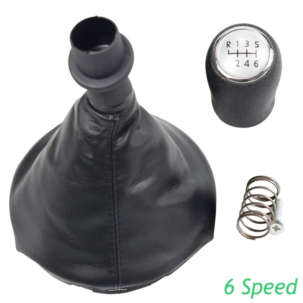 Car Accessories Car Gear Shift Knob Lever With Boots 5 6 Speed Black Panel For Volkswagen VW Transporter T5 T5.1 Gp 2003-11 T6-6 Speed-Silver