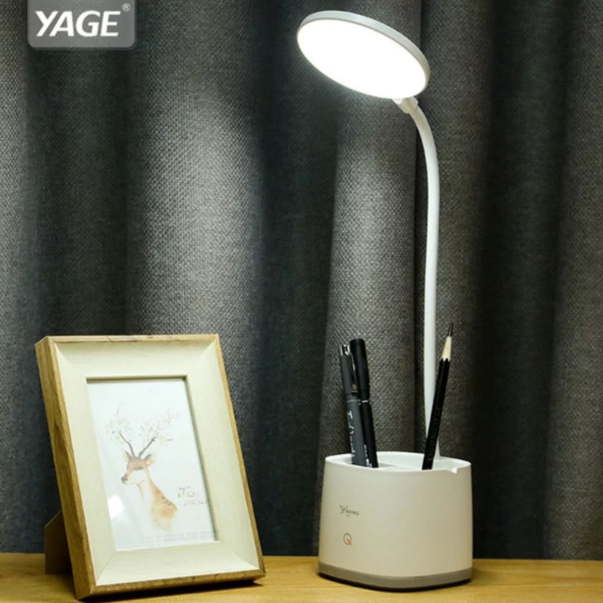 YAGE T109 Rechargeable USB Table Lamp With Phone And Pen Holder Desk 