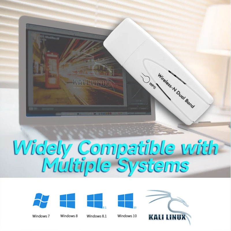 Using RT3572 chipset 300M wireless LAN adapter dual-band wireless card WiFi adapter Dongle For Kali Linux 2019 and Samsung TV. 