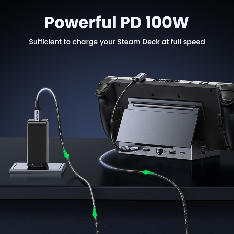UGREEN Steam Deck Dock 4K60Hz 9 Ports RJ45 PD100W USB C HUB Compatible with Steam Deck ROG Ally LEGION Go iPhone 15 Pro/Pro Max. 