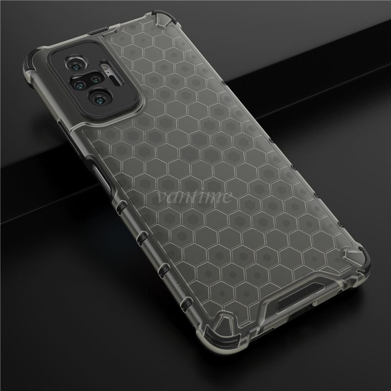Vantime for Xiaomi Redmi Note 10 pro honeycomb case transparent back anti-fingerprint cover. 