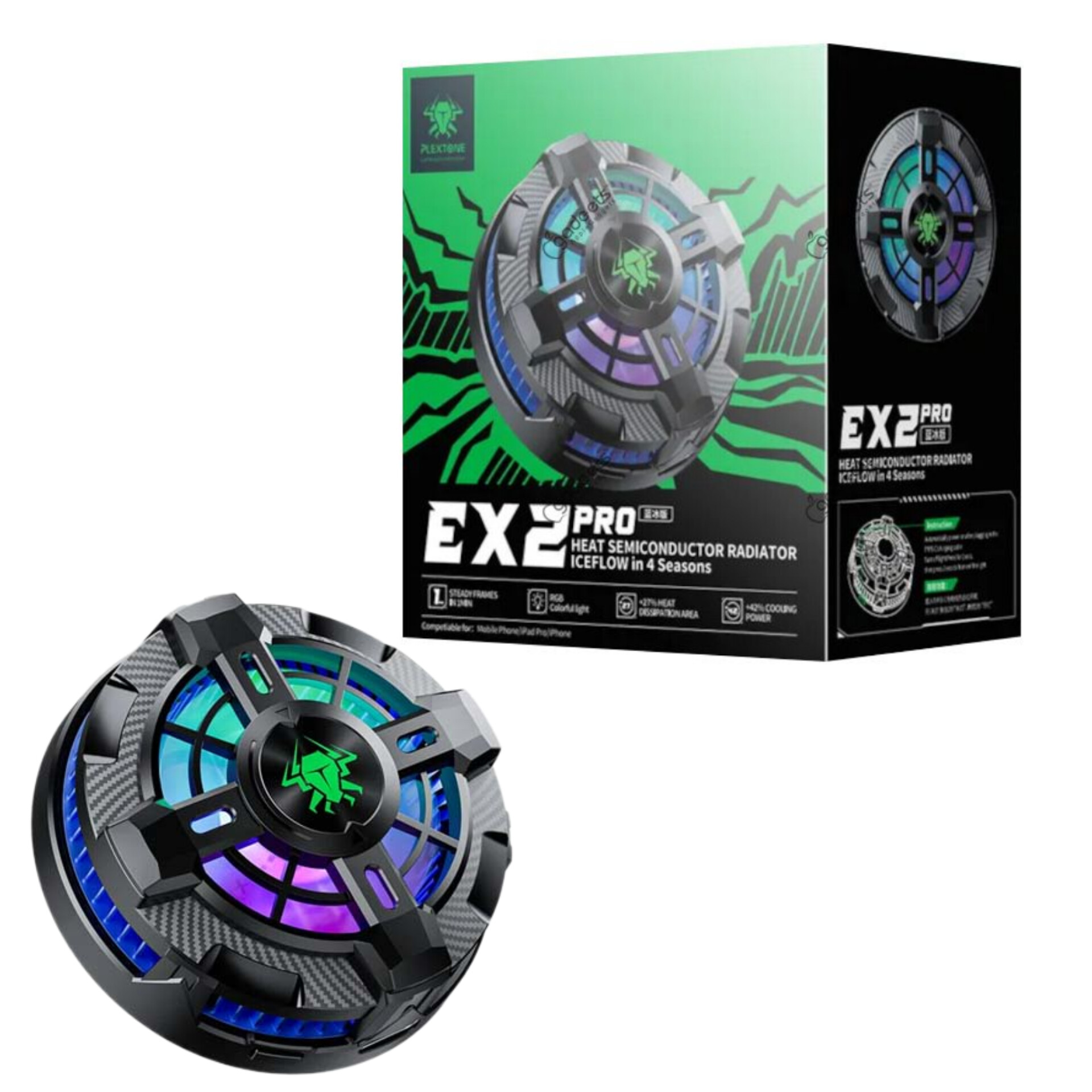 Plextone EX2 & EX2 PRO Mobile Phone Cooler RGB Gaming Cooler Radiator. 