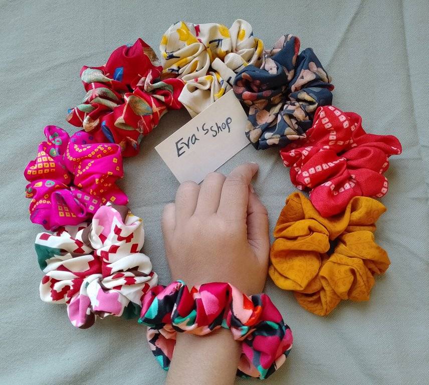 Multi Colour Scrunchie Hair Band For Girl - 6 Pcs
