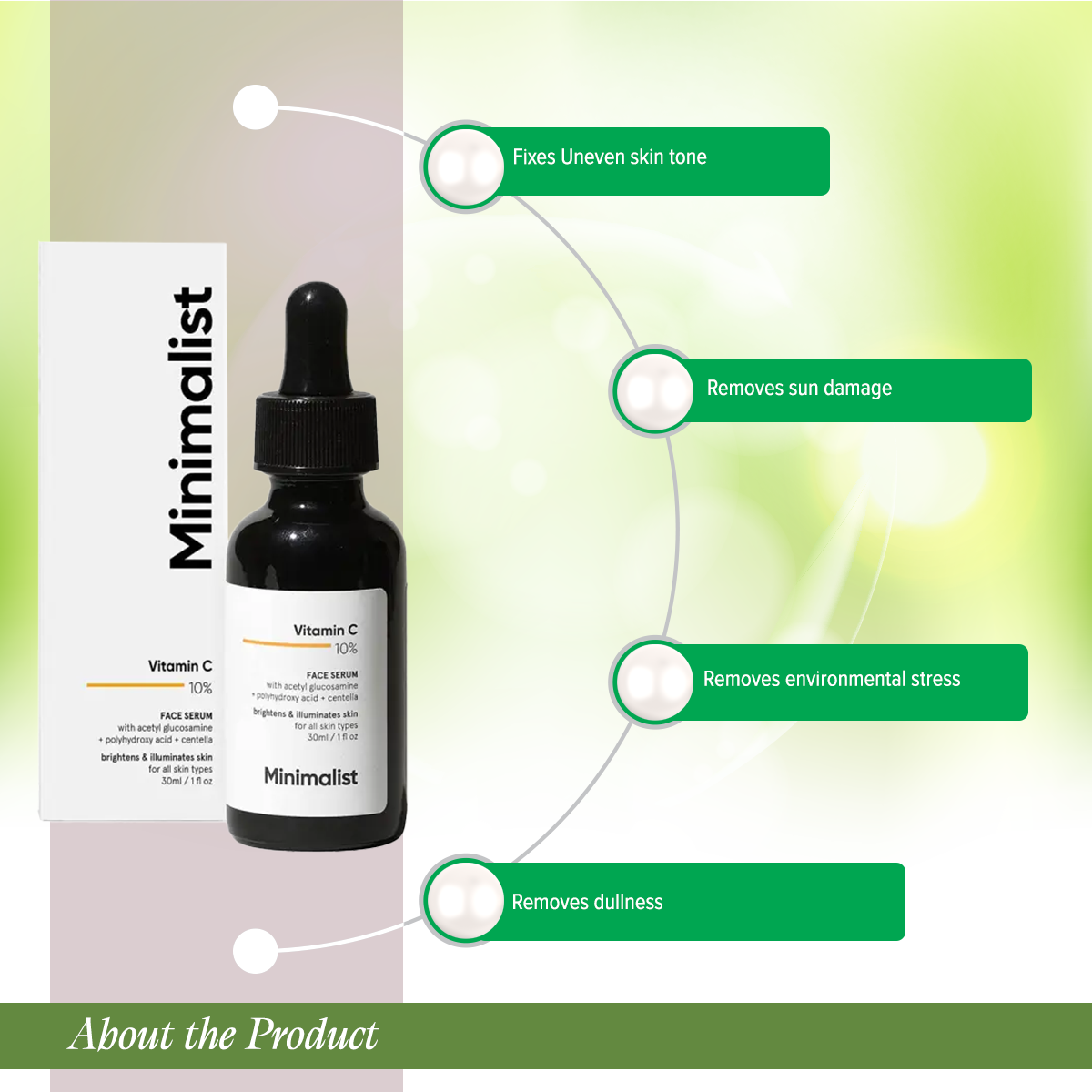 Minimalist 10% Vitamin C Face Serum for Glowing Skin (Beginner Friendly Potent Vitamin C Formula). 