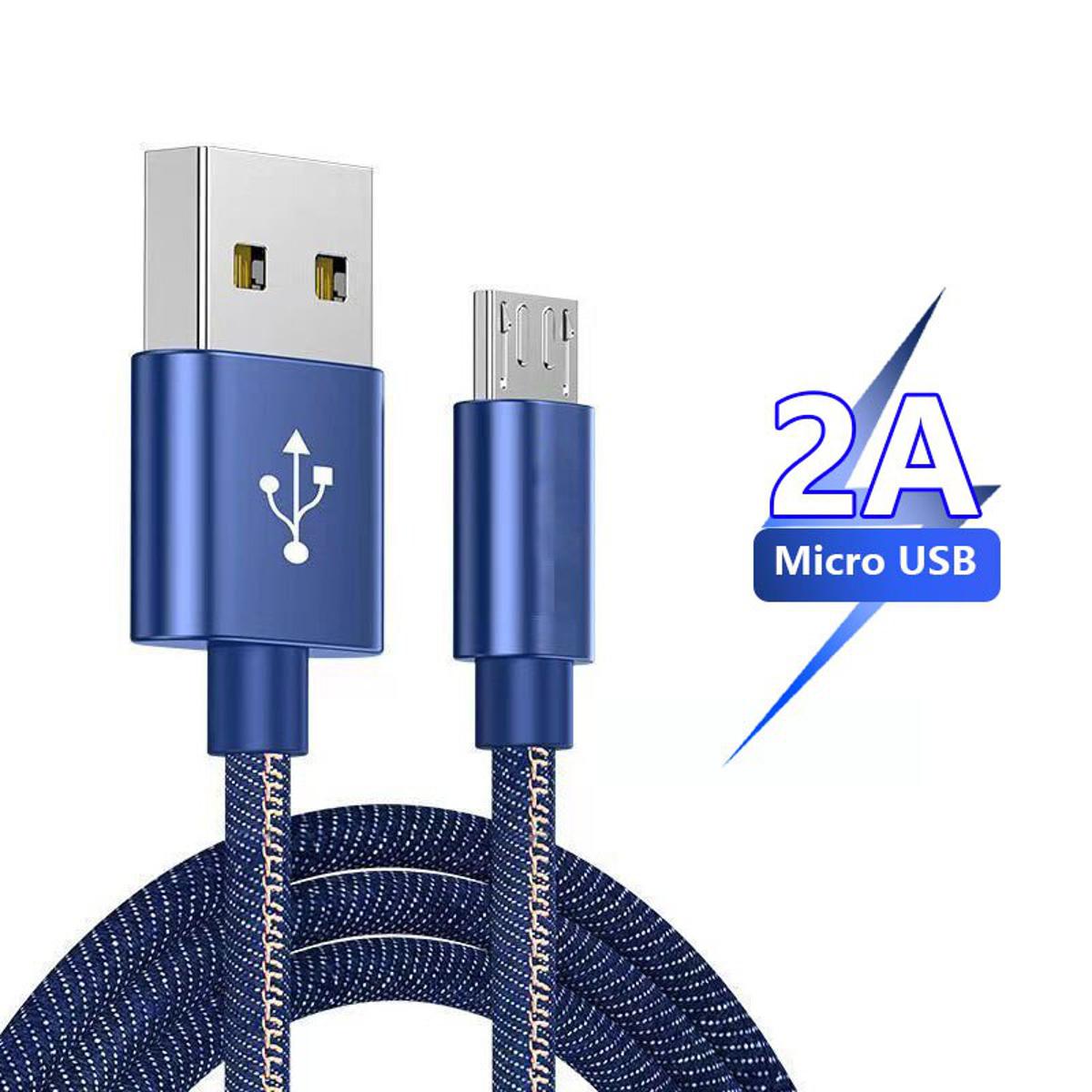 【happy one】Micro USB Denim Cable Fast Charging Cord Xiaomi Redmi 4X Note 5 Pro Samsung S6 S7 Android Mobile Data Charger Wire