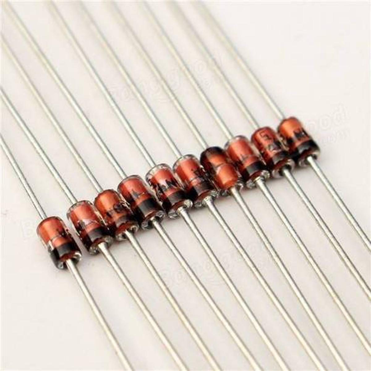 25Pcs- 4148 1/2Watt Zener Diode 0.5W 1/2W 1N4148 Through Hole Voltage Regulator Zener Diodes DO-35 DIP Values Assortment Kit For Electronics Circuitry & Parts