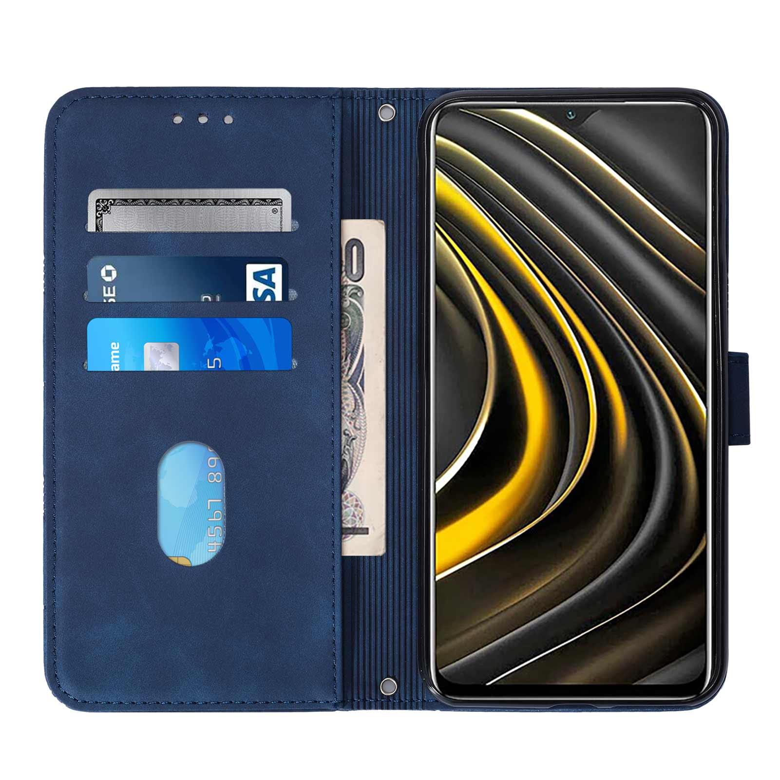 Business Phone Case For Xiaomi Poco M3 / Redmi 9T / 9 Power Case Skin Feeling PU Leather Flip Case With Card Slot Bracket Shockproof Design. 