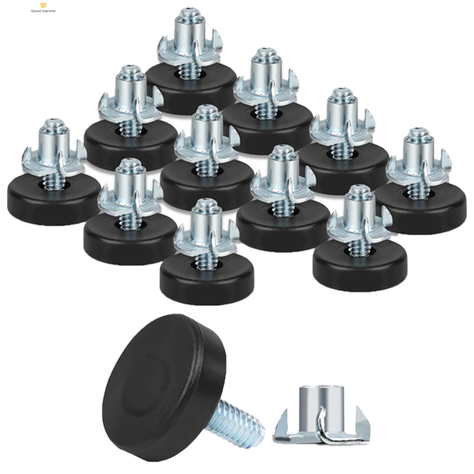Quasar Furniture Leg Stabilizers 12pcs Adjustable Furniture Leveling Feet with T-nuts for Cabinet Chair Table Strong Load-bearing Thread Levelers Buyers' Choice Table Feet