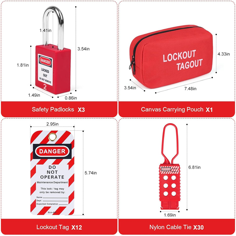 Lockout Tagout Kit Electrical-Group Lockout HaspsTags,Lock Out Industrial Tools 2 Key Per Lock for Facotory Protect Safe Easy Install Easy to Use. 