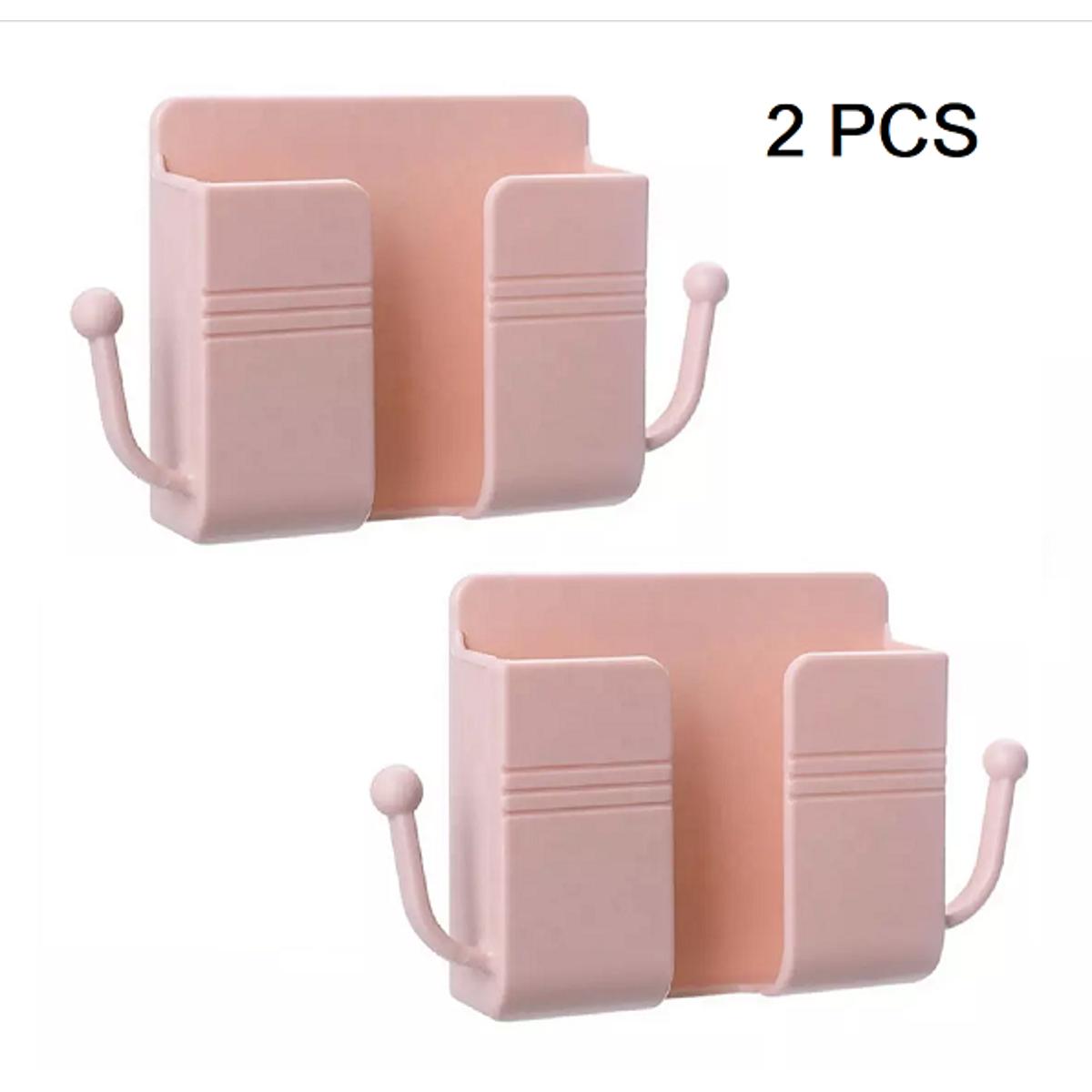 2 PCS Mobile Phone Charging Hanging Holder Multifunction Wall Mounted Plug Bracket Remote Control Mounted Storage Box. 