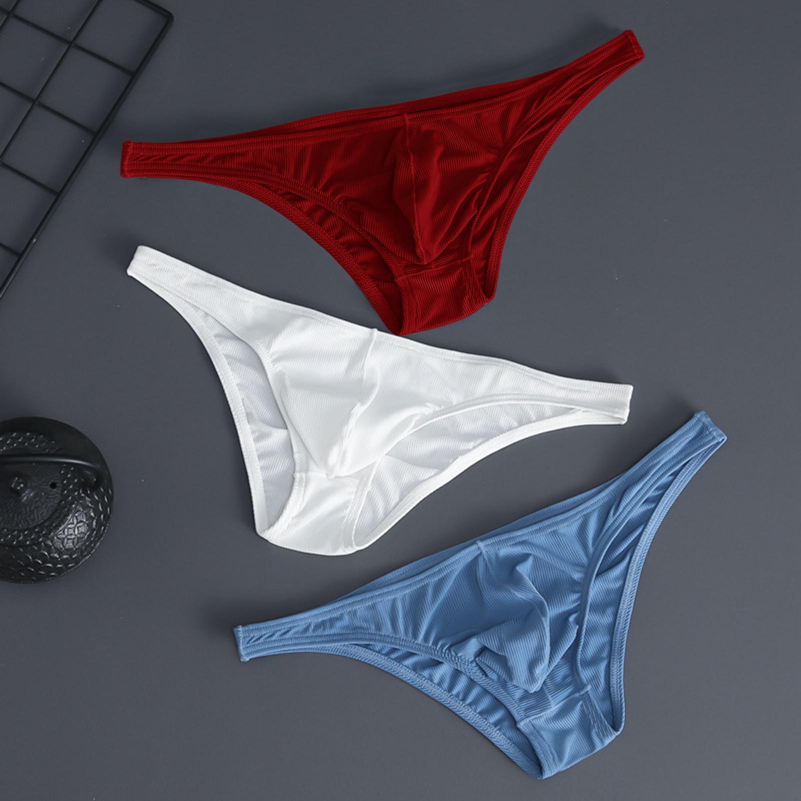 Men G-strings Solid Color Elastic Waist G-string Panties Briefs. 