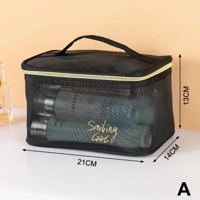 Mesh makeup bag discount zipper