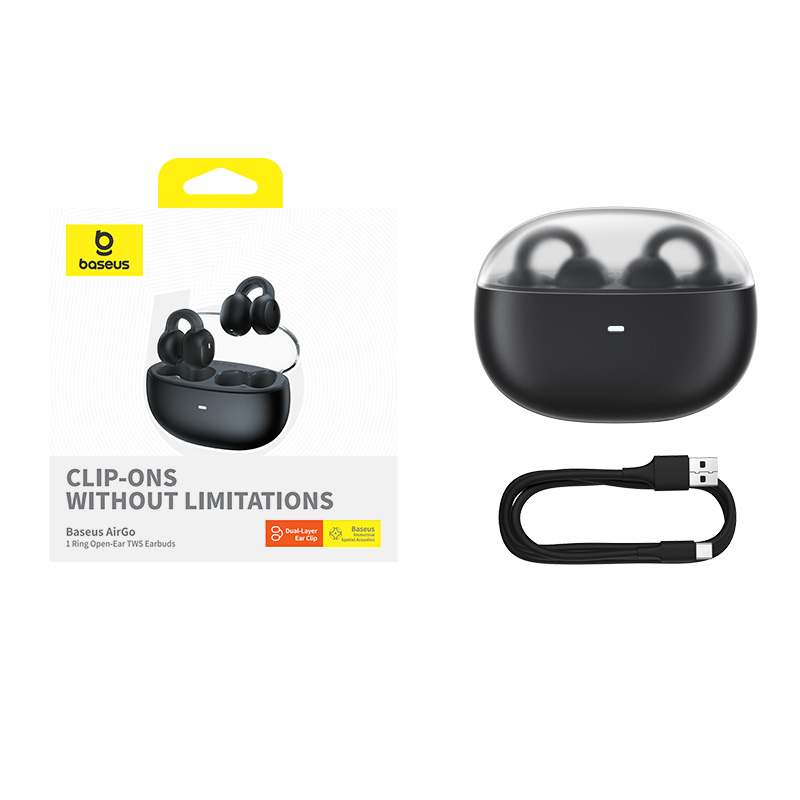Baseus AirGo 1 Ring Clip On Open-Ear Bluetooth Wireless Earbuds With High Precision Directional Immersive Spatial Audio Ultra-Lightweight Earphone. 