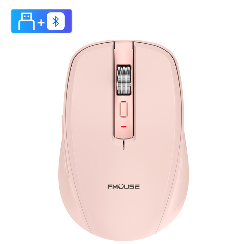 FMOUSE M303 Wireless Mouse Type-C Bluetooth 2.4G Rechargeable RGB Mouse with USB Receiver 4 Level DPI Adjustable Volume. 